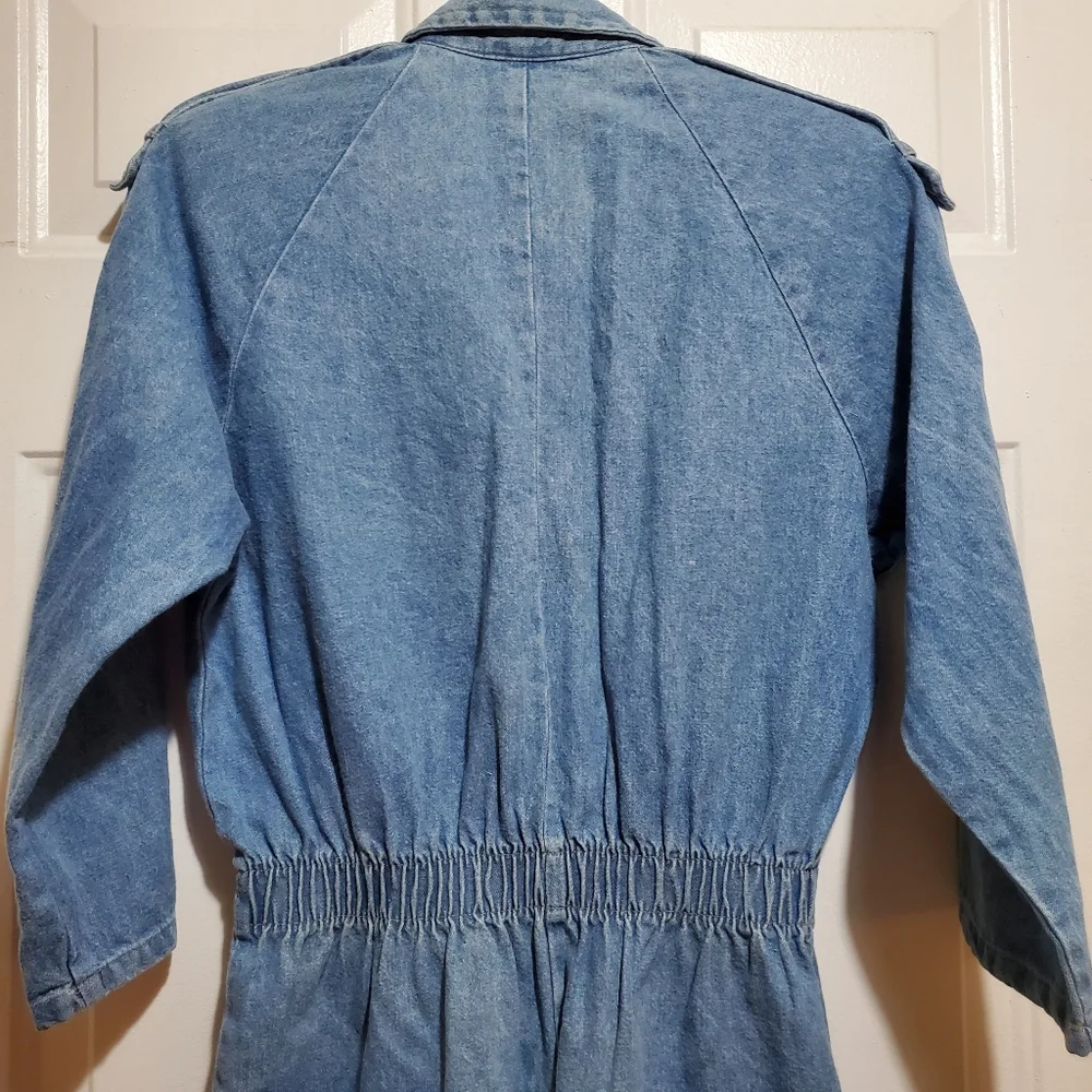 IDEAS Vintage Snap Front Denim Midi Dress Size M - Picture 8 of 11